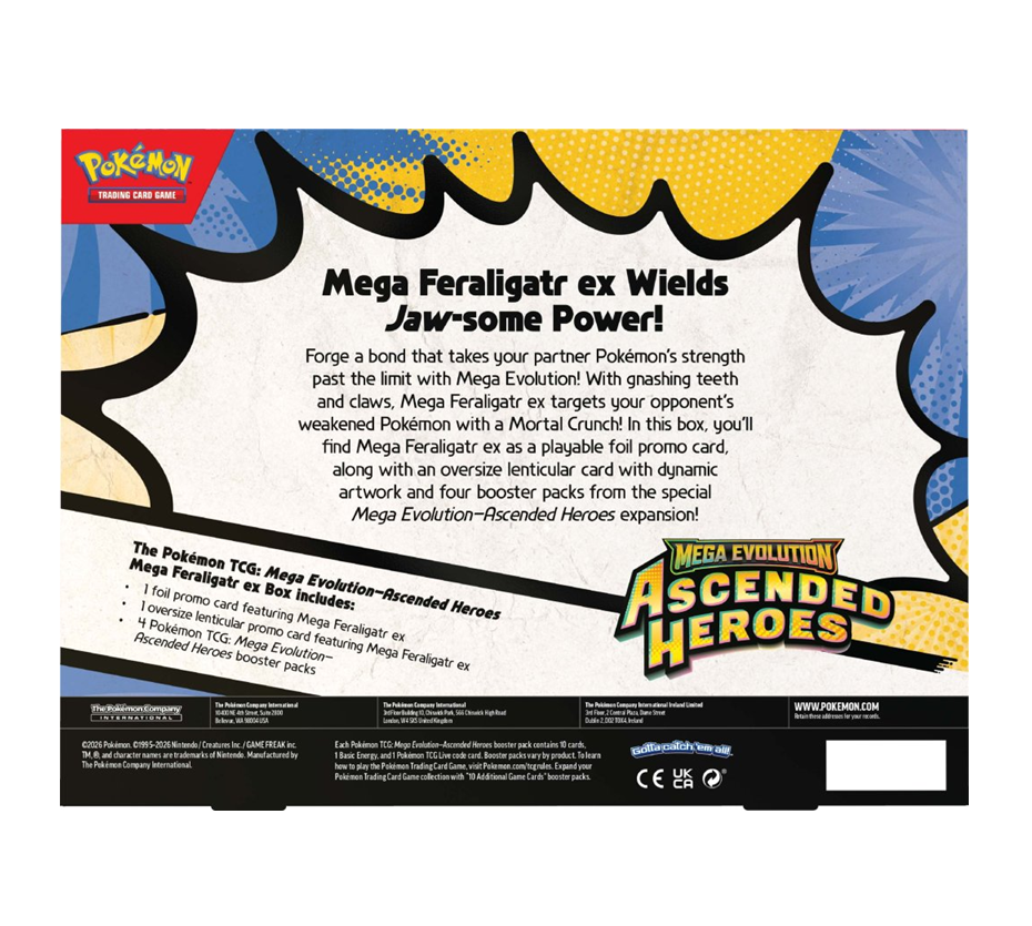 Pokemon TCG - Mega Evolution Ascended Heroes Mega Meganium ex Box, Mega Emboar ex Box, or Mega Feraligatr ex Box (Pre order 24.04.2026)