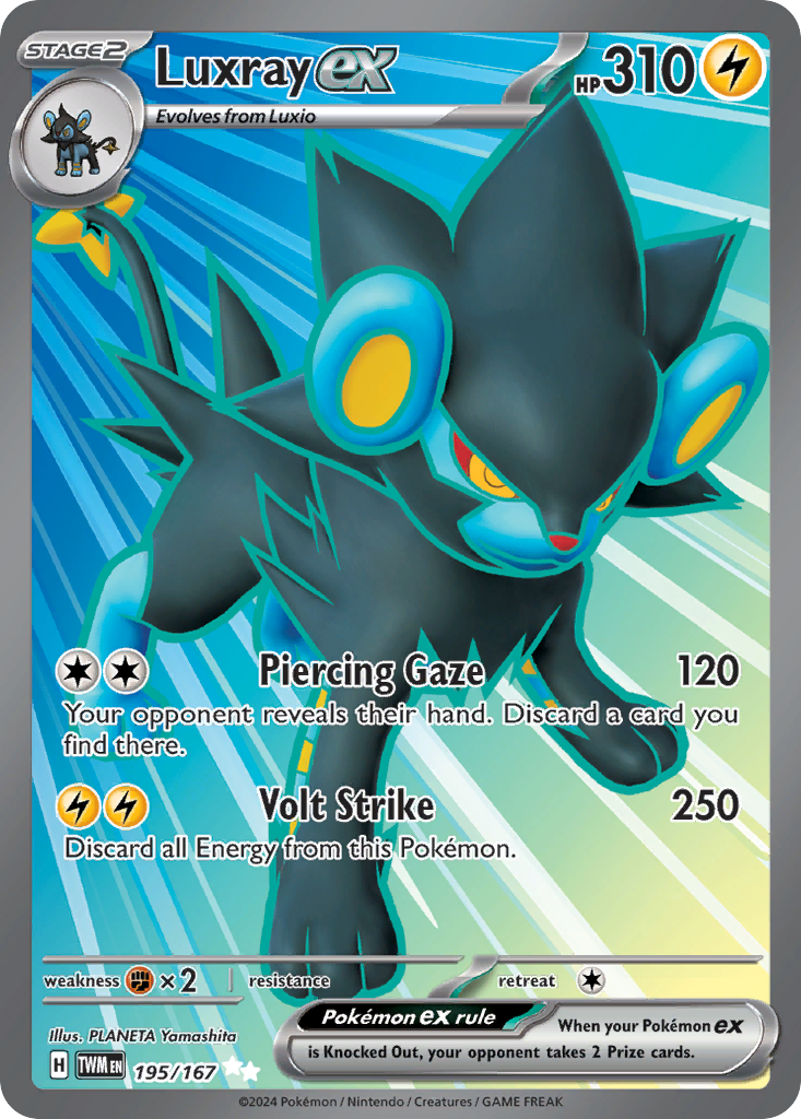 Luxray ex 195/167 Ultra Rare Twilight Masquerade Pokemon Holo Near Mint