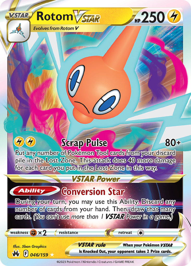 Rotom VSTAR 046/159 Holo VSTAR Rare Crown Zenith Pokemon Near Mint
