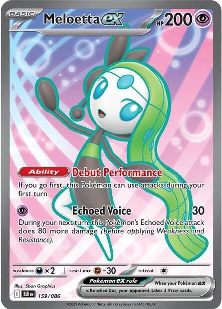 Meloetta ex 159/086 Holo Ultra Rare Black Bolt Pokemon NM