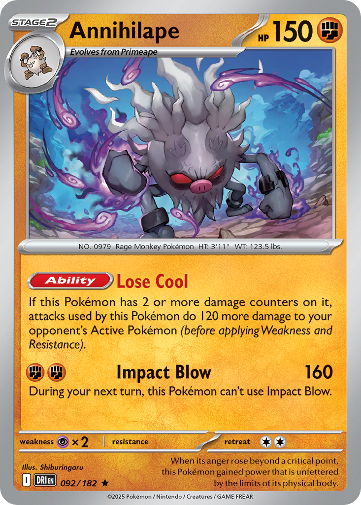 Pokemon TCG - Annihilape 092/182 Destined Rivals Holo NM