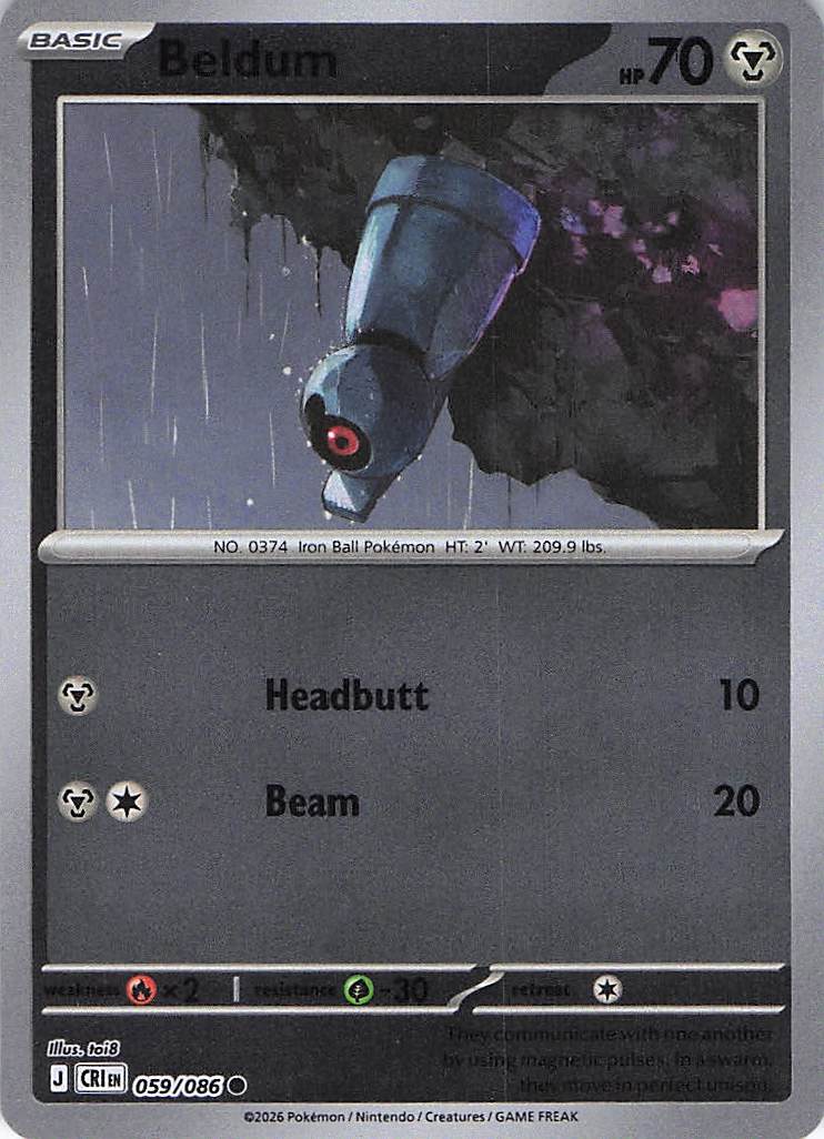 Pokemon TCG - Beldum 059/086 Chaos Rising Reverse Holo NM