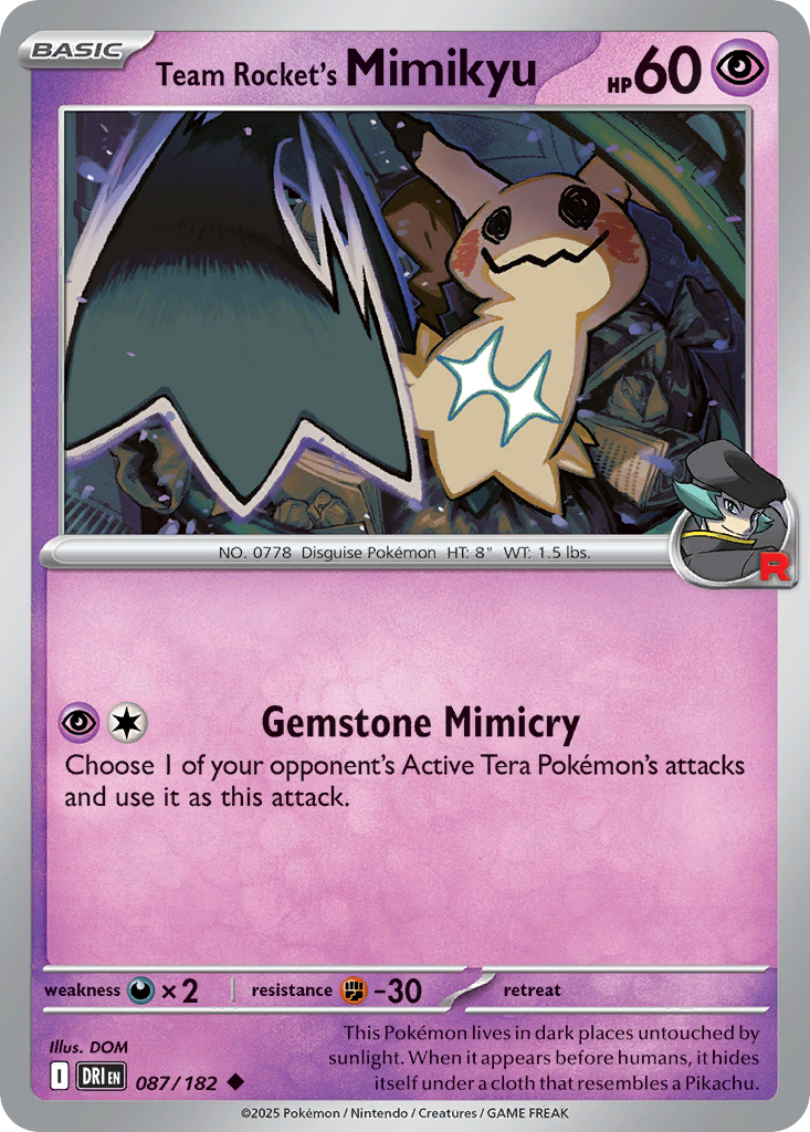 Pokemon TCG - Team Rocket's Mimikyu 087/182 Destined Rivals NM
