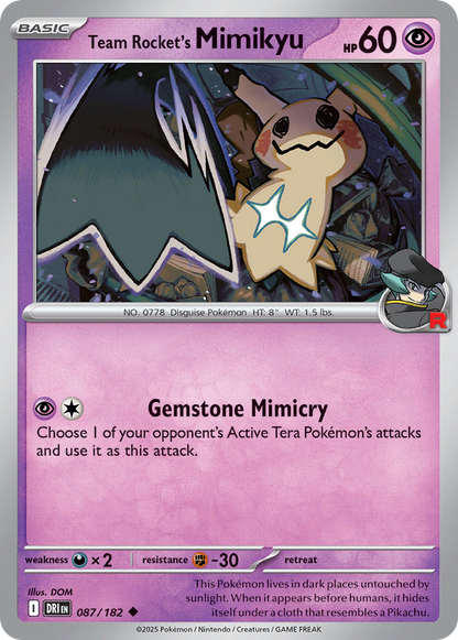 Pokemon TCG - Team Rocket's Mimikyu 087/182 Destined Rivals NM