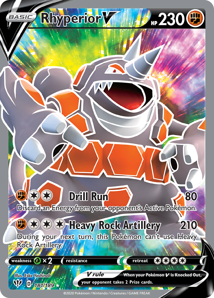 Rhyperior V 181/189 Ultra Rare Darkness Ablaze Pokemon NM