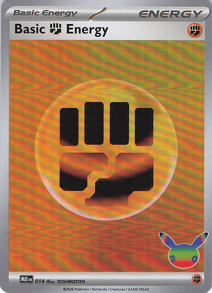Pokemon TCG Basic Fighting Energy (30th Celebration) 014 Holo NM