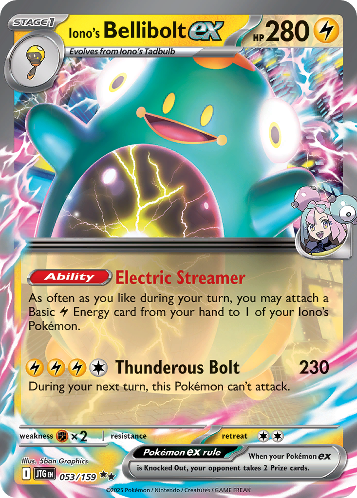 Iono's Bellibolt ex 053/159 Double Rare Journey Together Pokemon Near Mint
