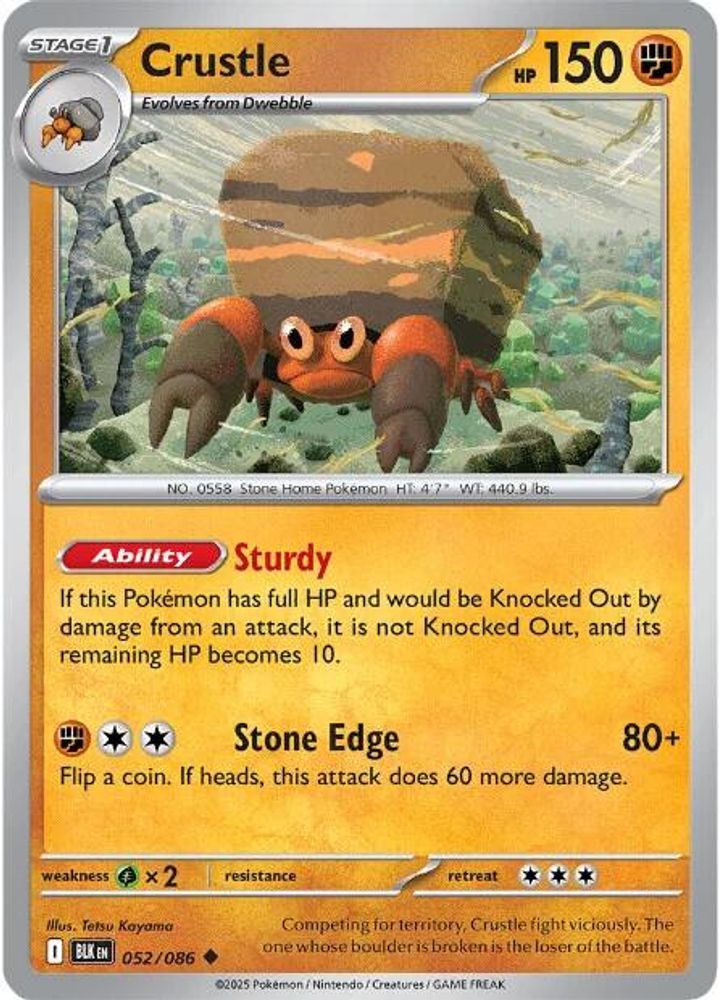 Pokemon TCG - Crustle 052/086 Black Bolt NM