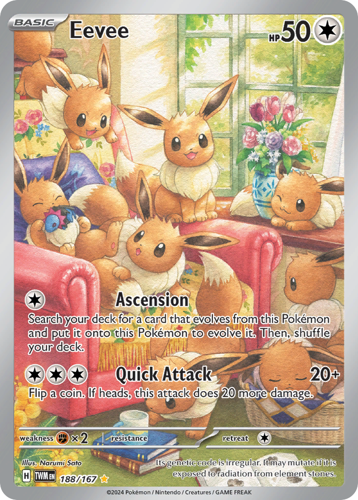 Eevee 188/167 Illustration Rare Twilight Masquerade Pokemon Near Mint