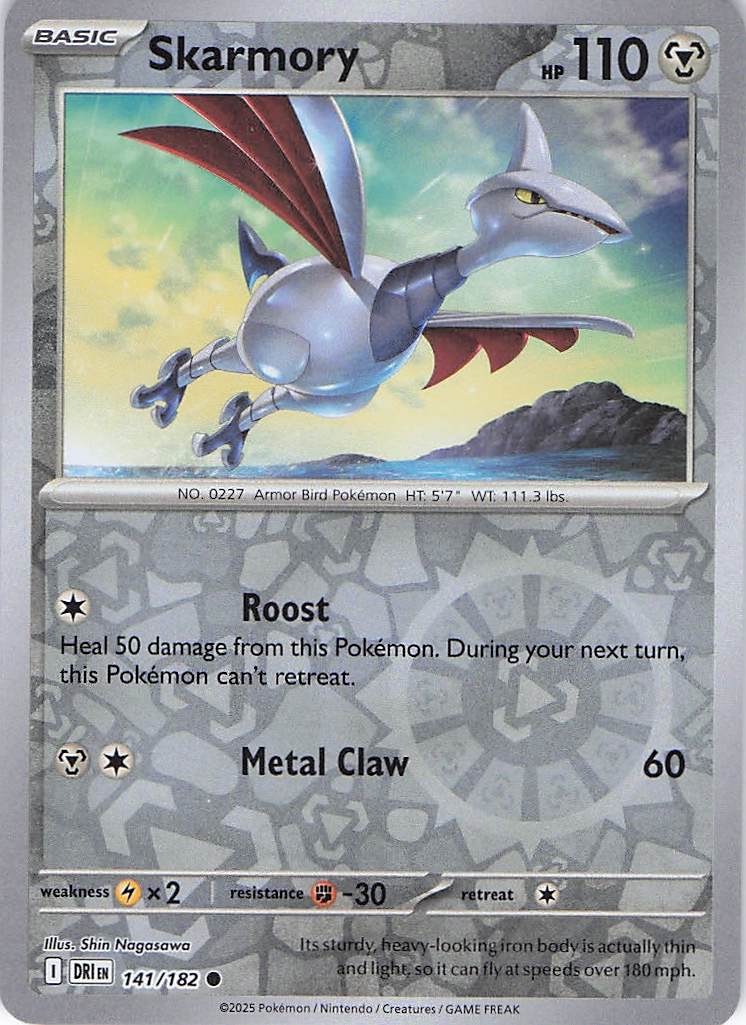 Pokemon TCG - Skarmory 141/182 Destined Rivals Reverse Holo NM