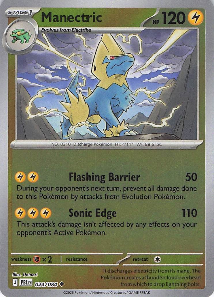 Pokemon TCG - Manectric 024/084 Pitch Black Reverse Holo NM