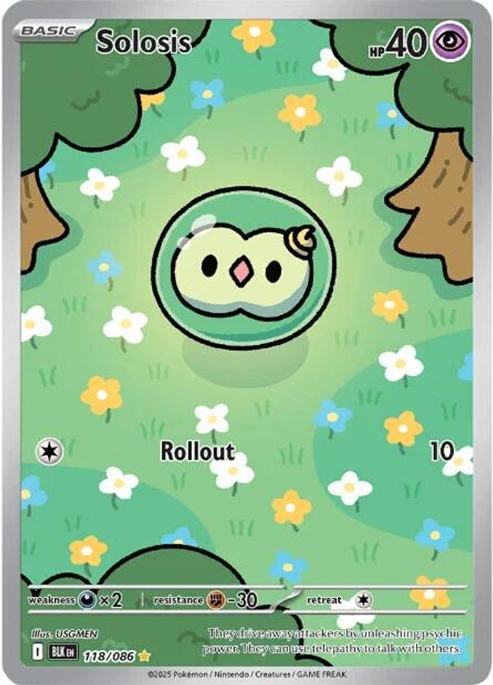Solosis 118/086 Illustration Rare Black Bolt Pokemon Near Mint