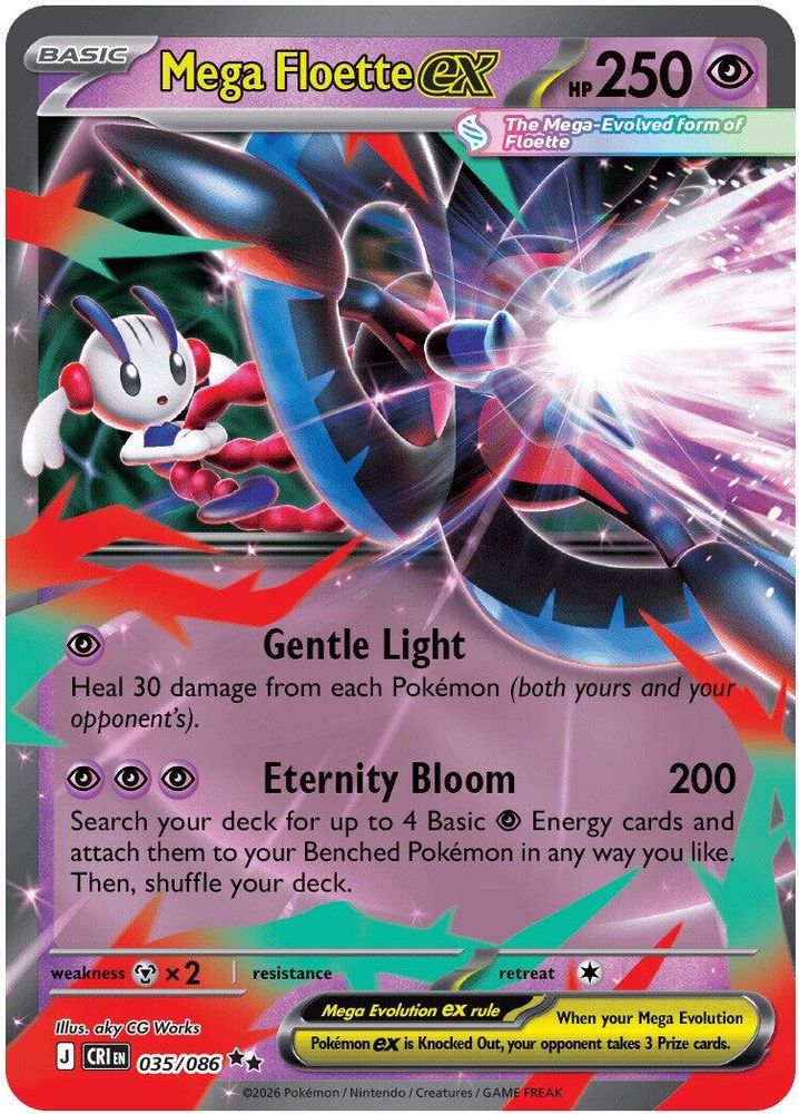 Mega Floette ex 035/086 Double Rare Chaos Rising Pokemon Near Mint