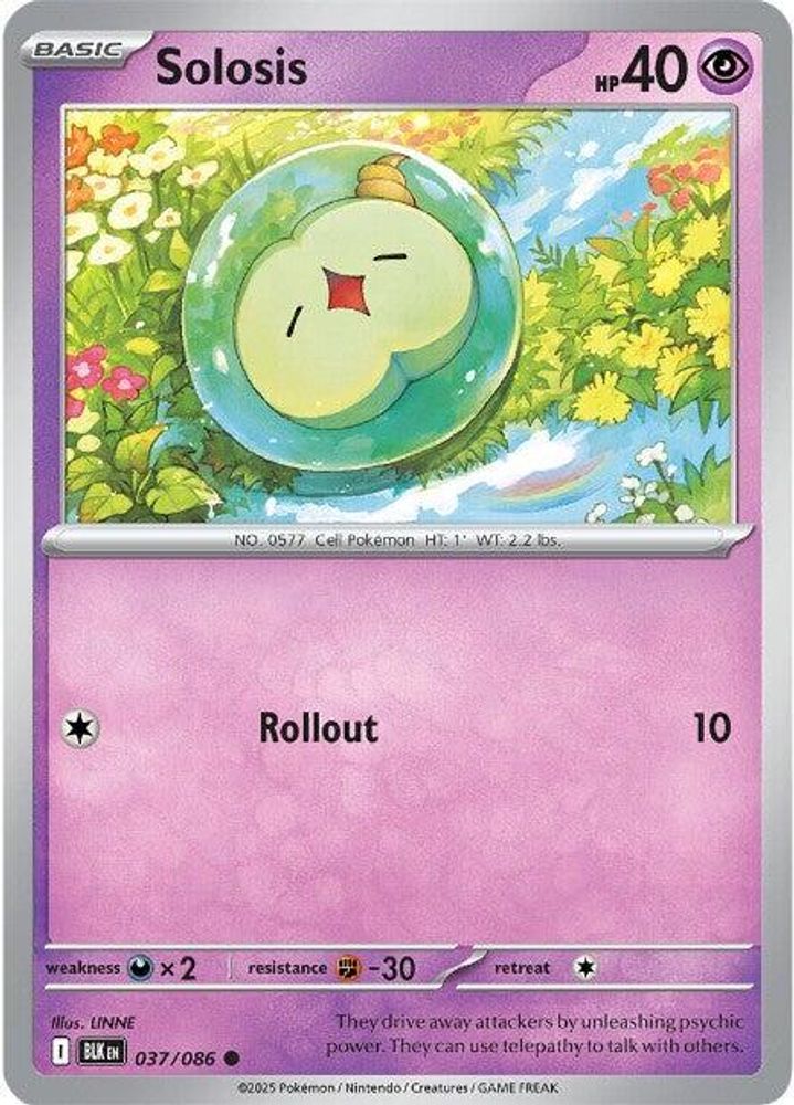 Pokemon TCG - Solosis 037/086 Black Bolt NM
