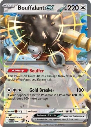 Bouffalant ex 077/086 Double Rare White Flare Pokemon Near Mint