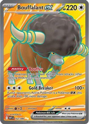 Bouffalant ex 162/086 Holo Ultra Rare White Flare Pokemon Near Mint