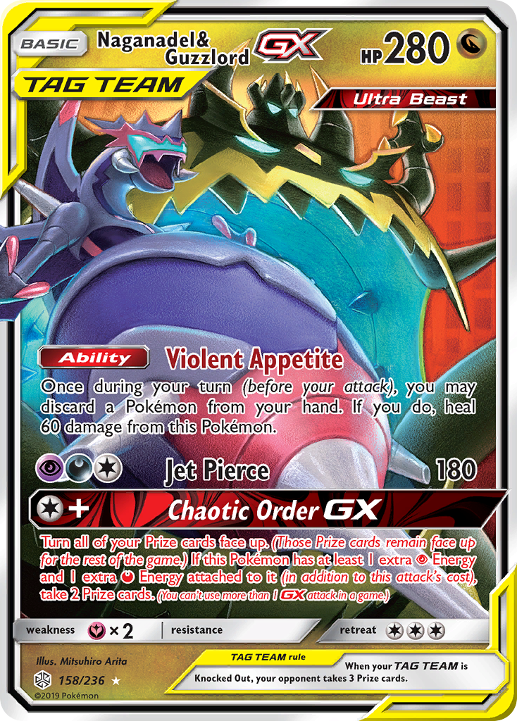 Pokemon TCG - Naganadel & Guzzlord GX 158/236 Holo Cosmic Eclipse NM