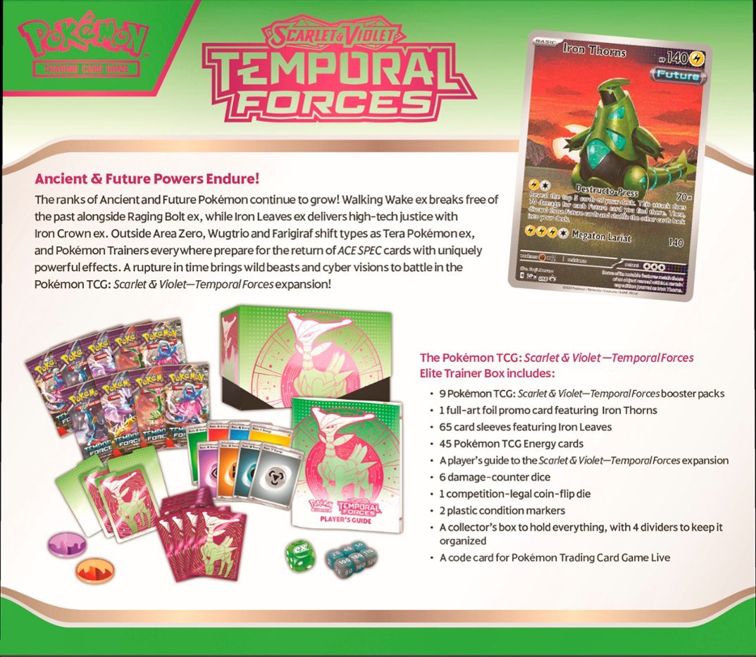 Pokemon TCG - Scarlet & Violet Temporal Forces (Iron Leaves) Elite Trainer Box