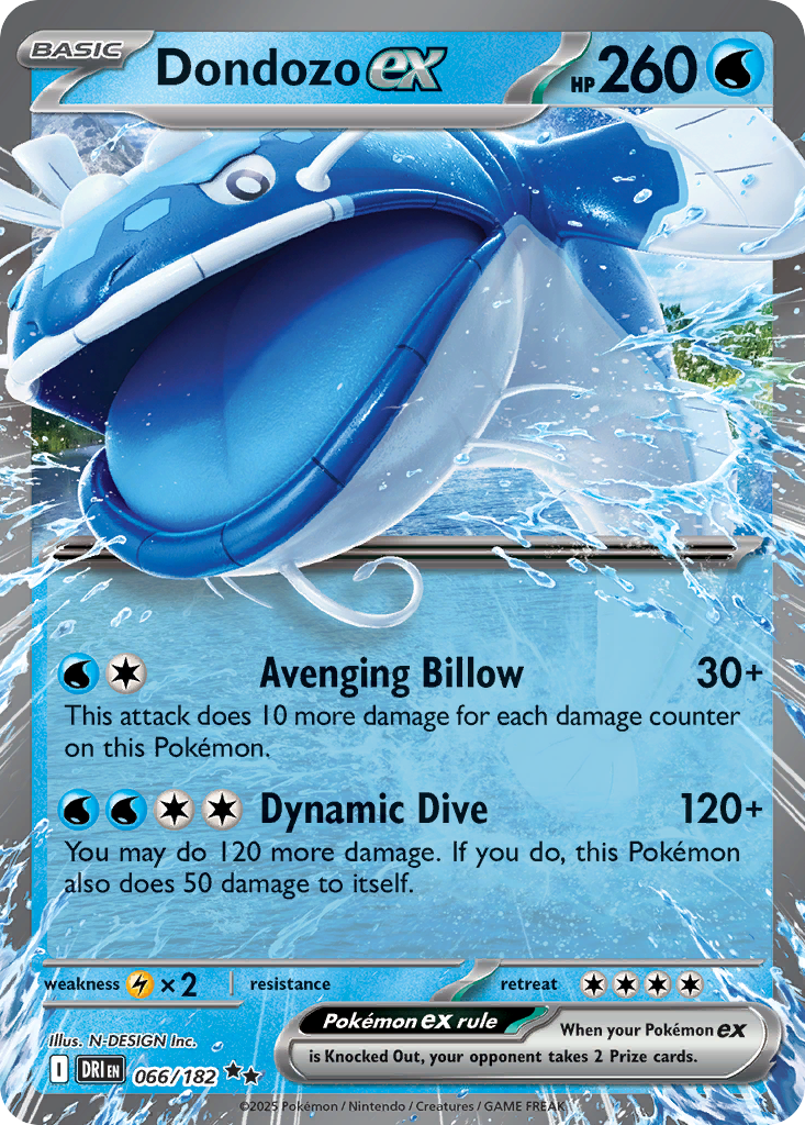 Dondozo ex 066/182 Double Rare Destined Rivals Pokemon Near Mint