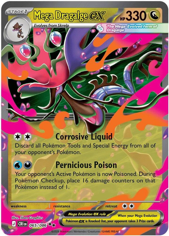 Mega Dragalge ex 065/086 Double Rare Chaos Rising Pokemon Near Mint