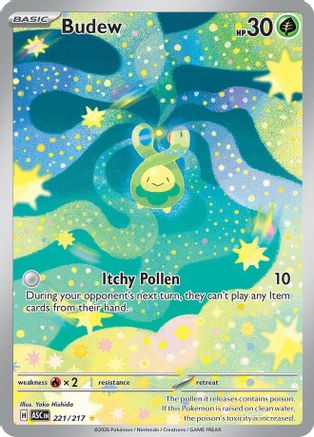 Budew 221/217 Illustration Rare Ascended Heroes Pokemon Near Mint