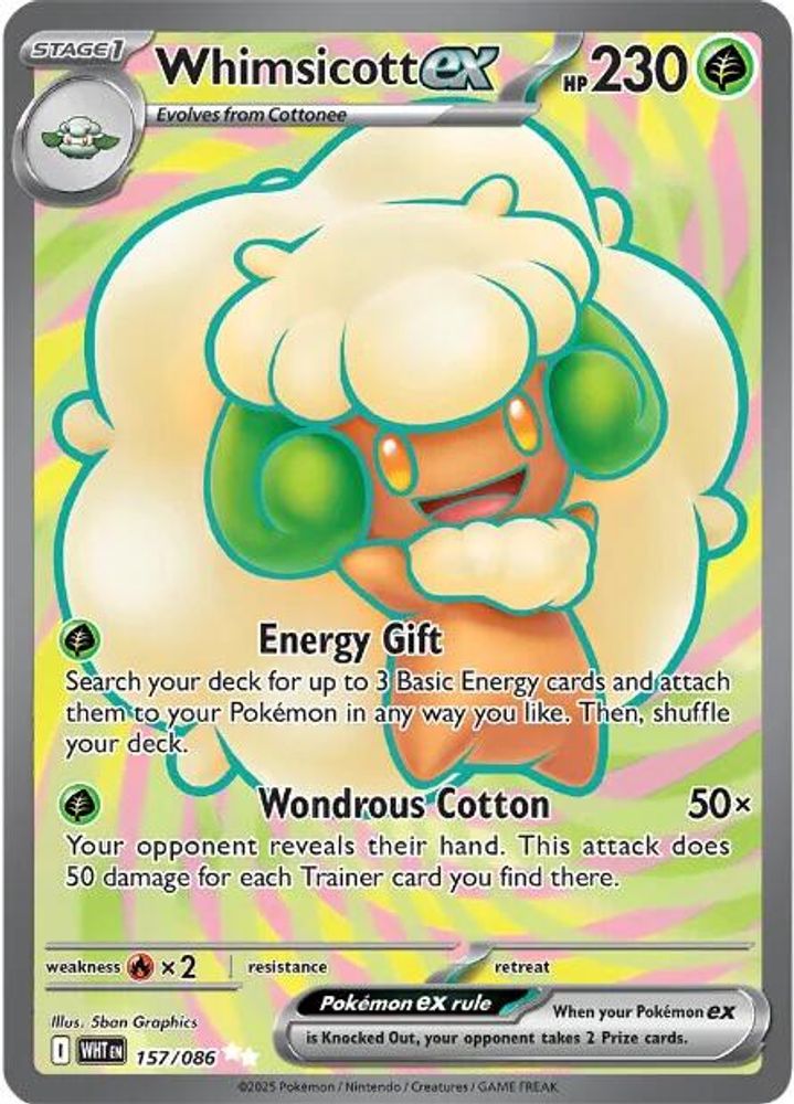 Whimsicott ex 157/086 Holo Ultra Rare White Flare Pokemon NM