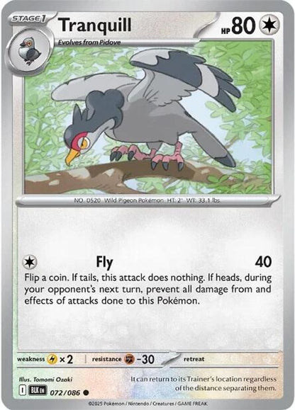 Pokemon TCG - Tranquill 072/086 Black Bolt NM