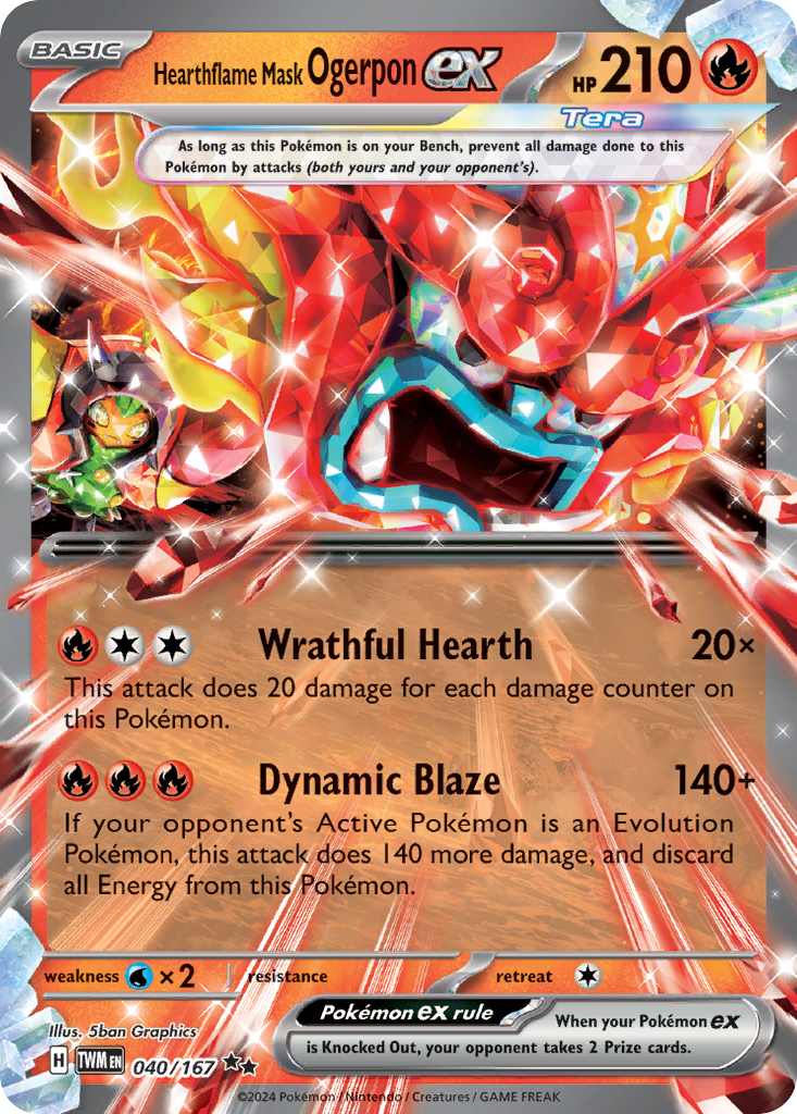 Hearthflame Mask Ogerpon ex 040/167 Twilight Masquerade Pokemon Holo NM