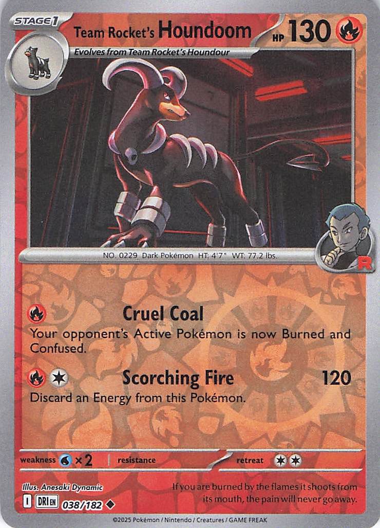 Pokemon TCG - Team Rocket's Houndoom 038/182 Destined Rivals Reverse Holo NM