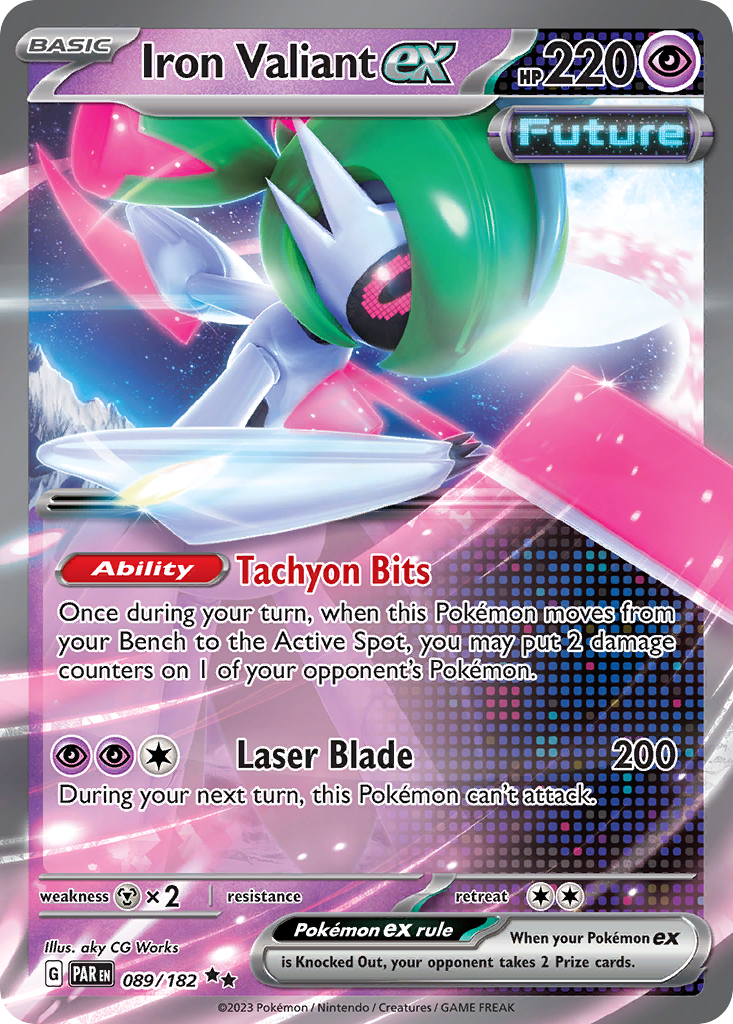 Iron Valiant ex 089/182 Double Rare Paradox Rift Pokemon Near Mint