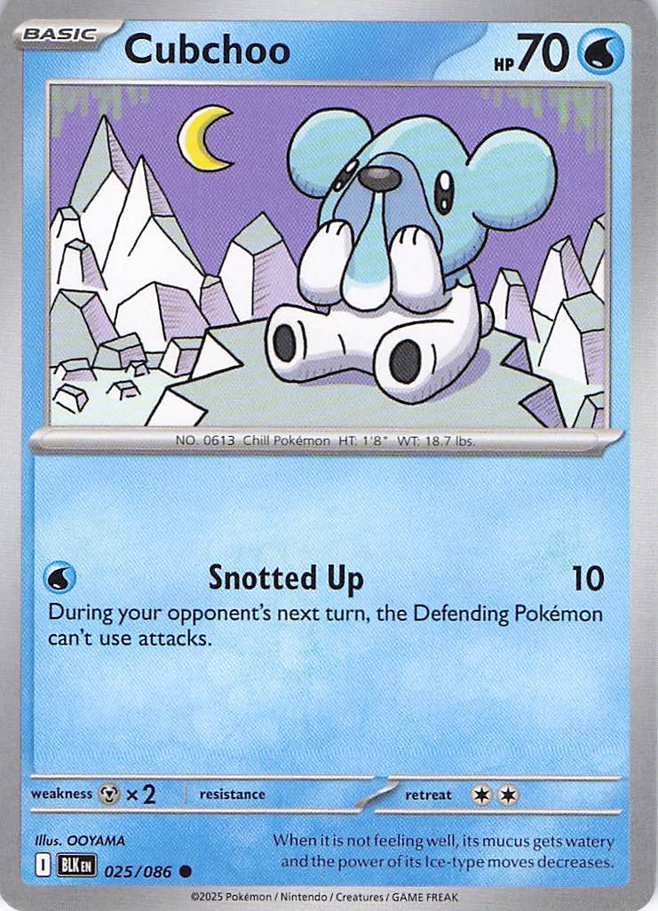 Pokemon TCG - Cubchoo 025/086 Black Bolt NM