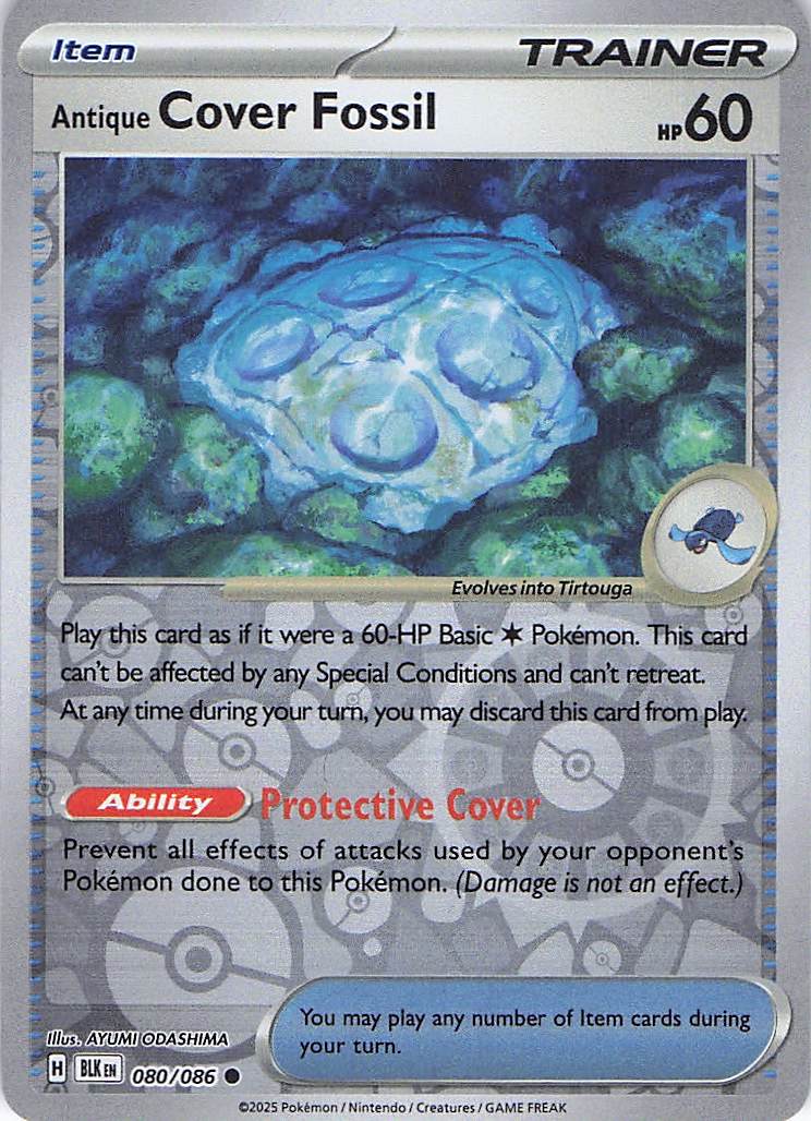 Pokemon TCG - Antique Cover Fossil 080/086 Black Bolt Reverse Holo NM
