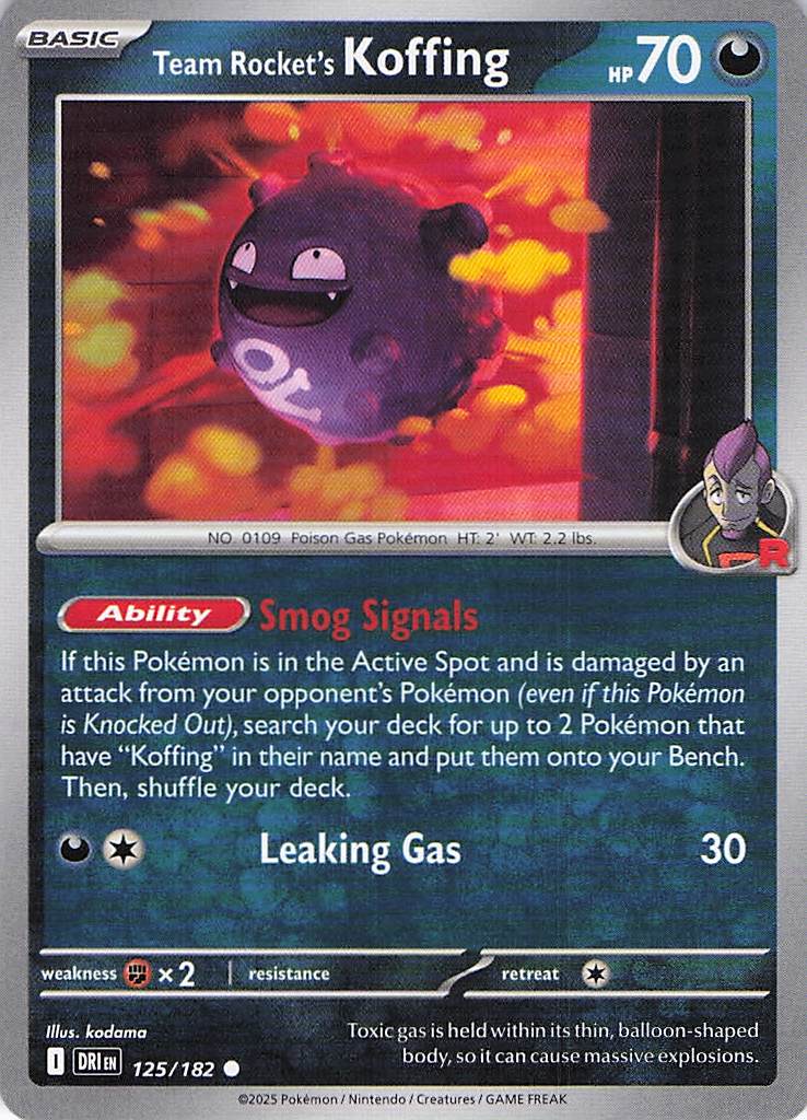 Pokemon TCG - Team Rocket's Koffing 125/182 Destined Rivals NM