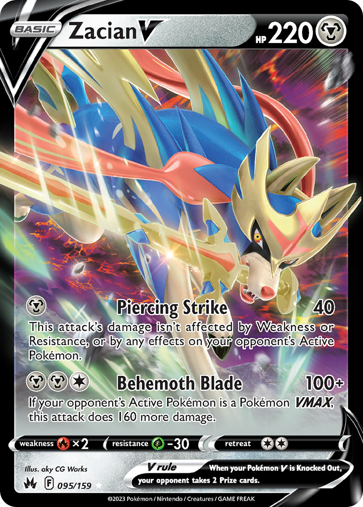 Zacian V 095/159 Holo V Rare Crown Zenith Pokemon Near Mint