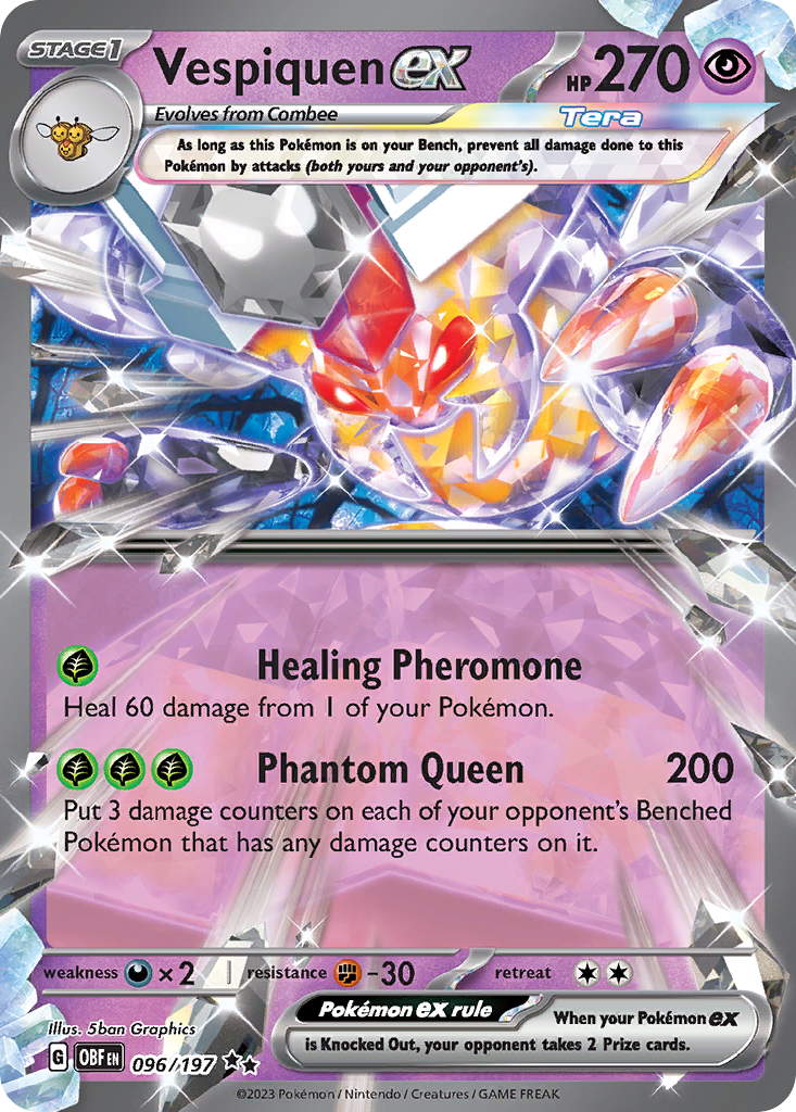 Vespiquen ex 096/197 Double Rare Obsidian Flames Pokemon Near Mint