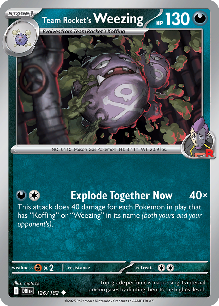 Pokemon TCG - Team Rocket's Weezing 126/182 Destined Rivals NM