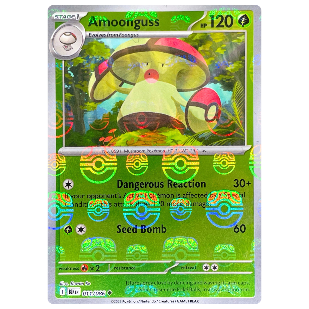 Pokemon TCG - Amoonguss 011/086 - Master Ball Reverse Holo NM/M [Black Bolt]