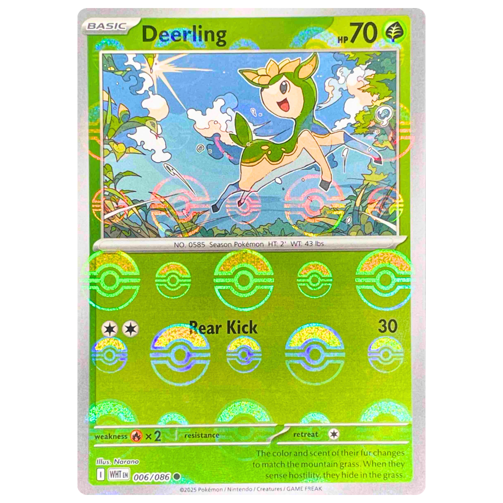 Pokemon TCG - Deerling 006/086 - Poke Ball Reverse Holo NM/M [Black Bolt]