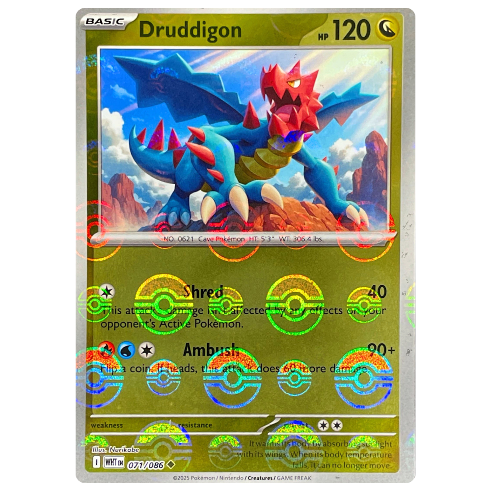 Pokemon TCG - Druddigon 071/086 - Poke Ball Reverse Holo NM/M [Black Bolt]