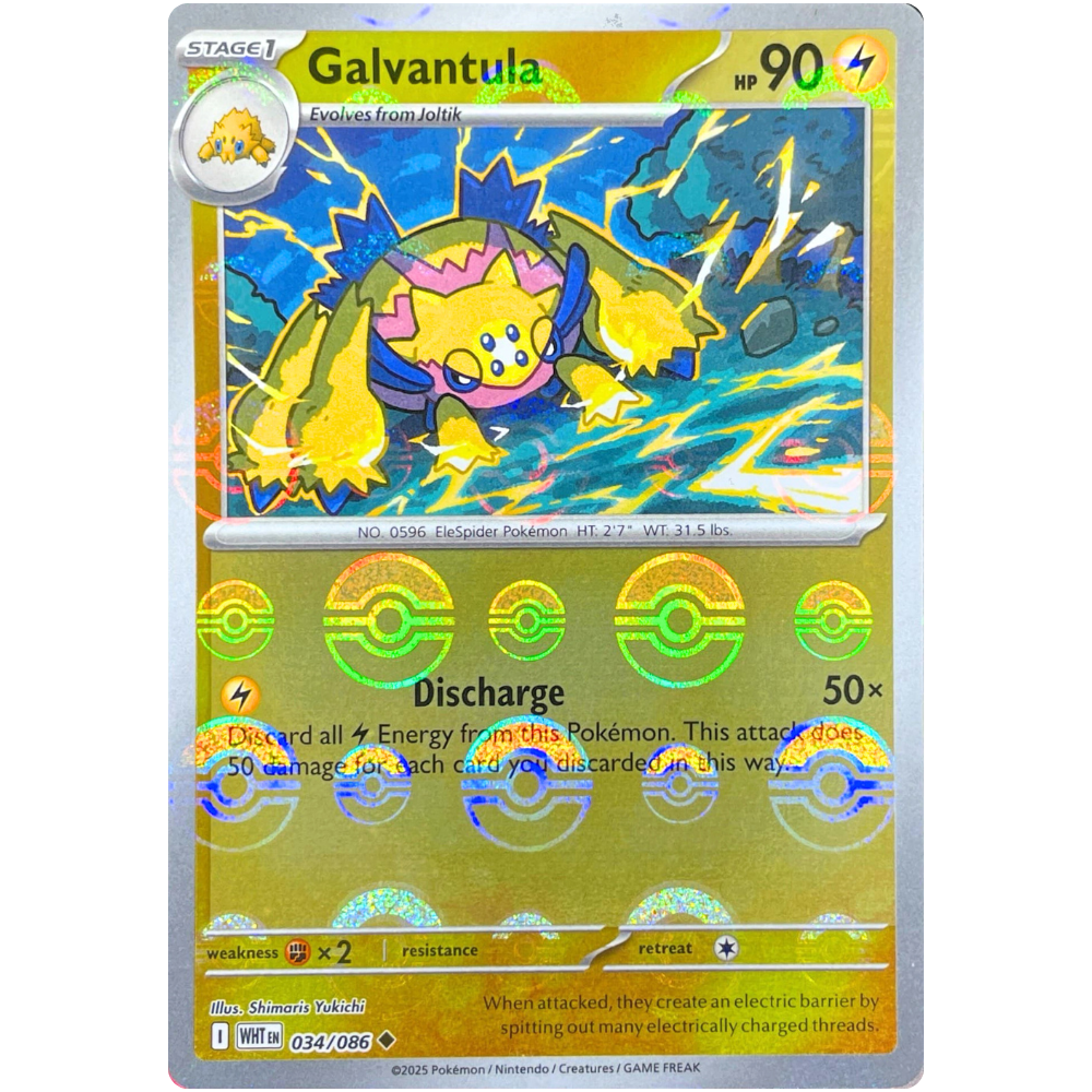 Pokemon TCG - Galvantula 034/086 - Poke Ball Reverse Holo NM/M [Black Bolt]