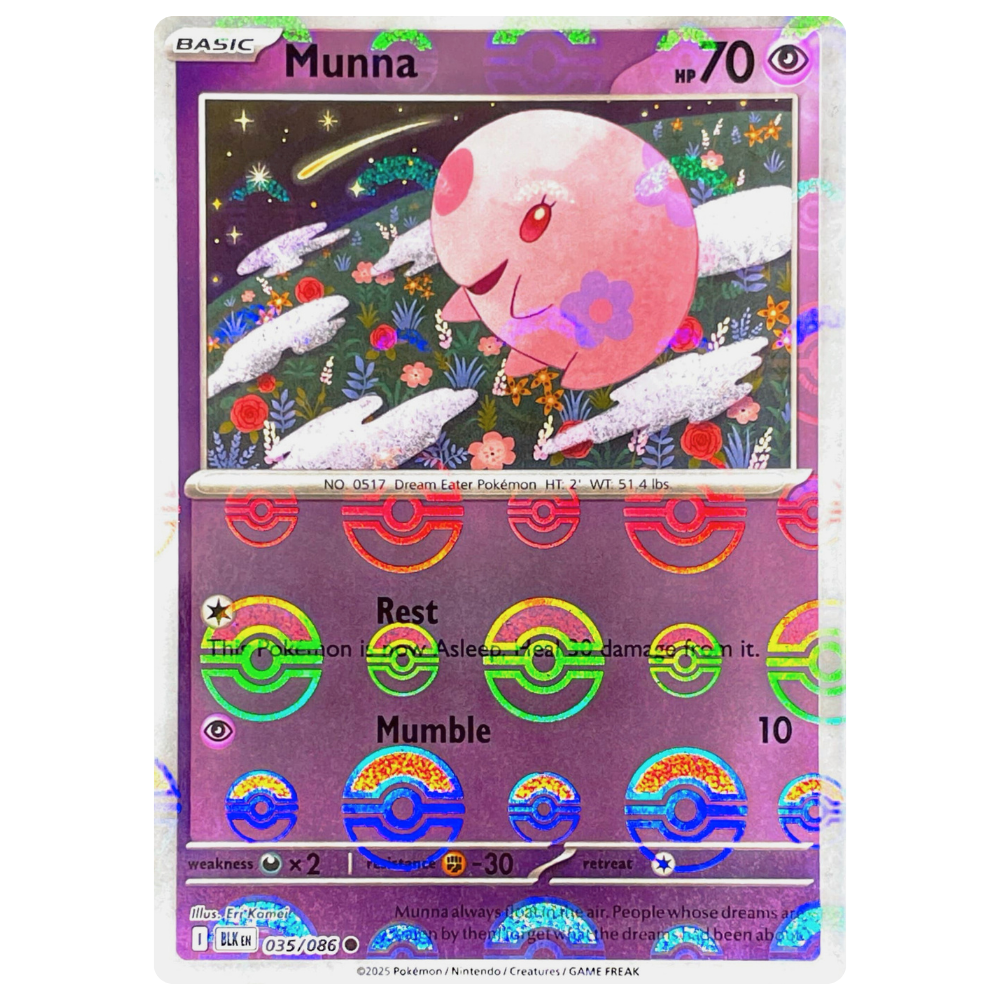 Pokemon TCG - Munna 035/086 - Poke Ball Reverse Holo NM/M [Black Bolt]
