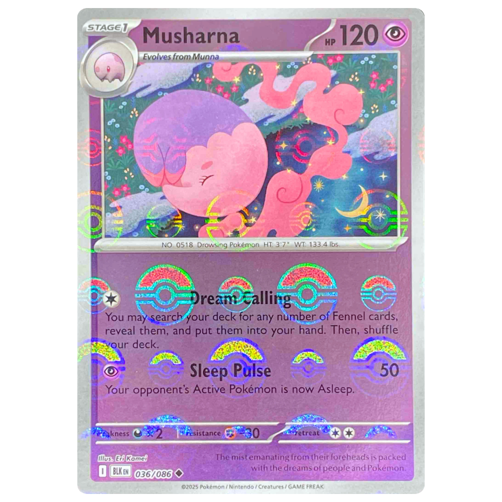 Pokemon TCG - Musharna 036/086 - Poke Ball Reverse Holo NM/M [Black Bolt]