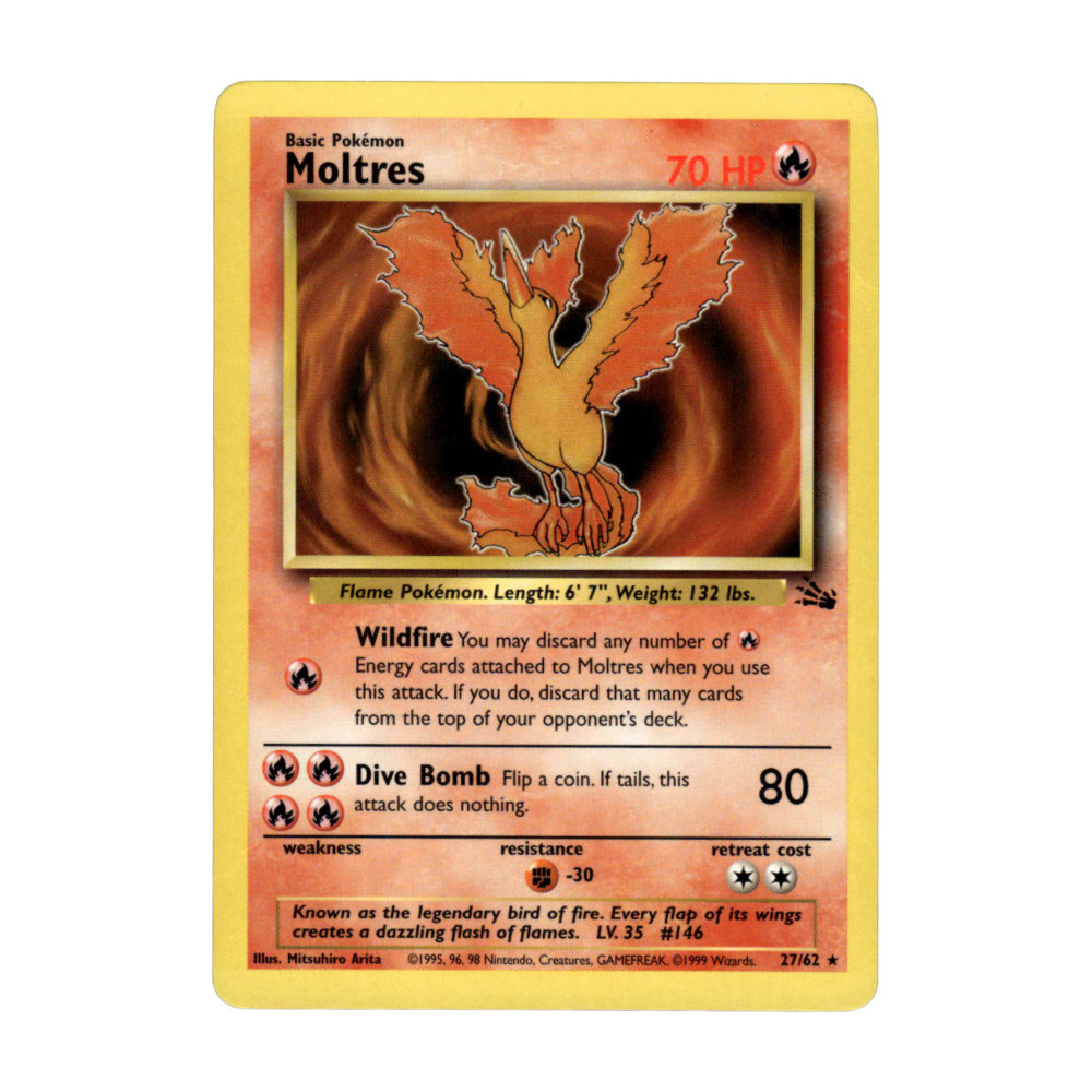 Pokemon TCG - Moltres 27/62 - Non-Holo Rare Vintage LP [Fossil]