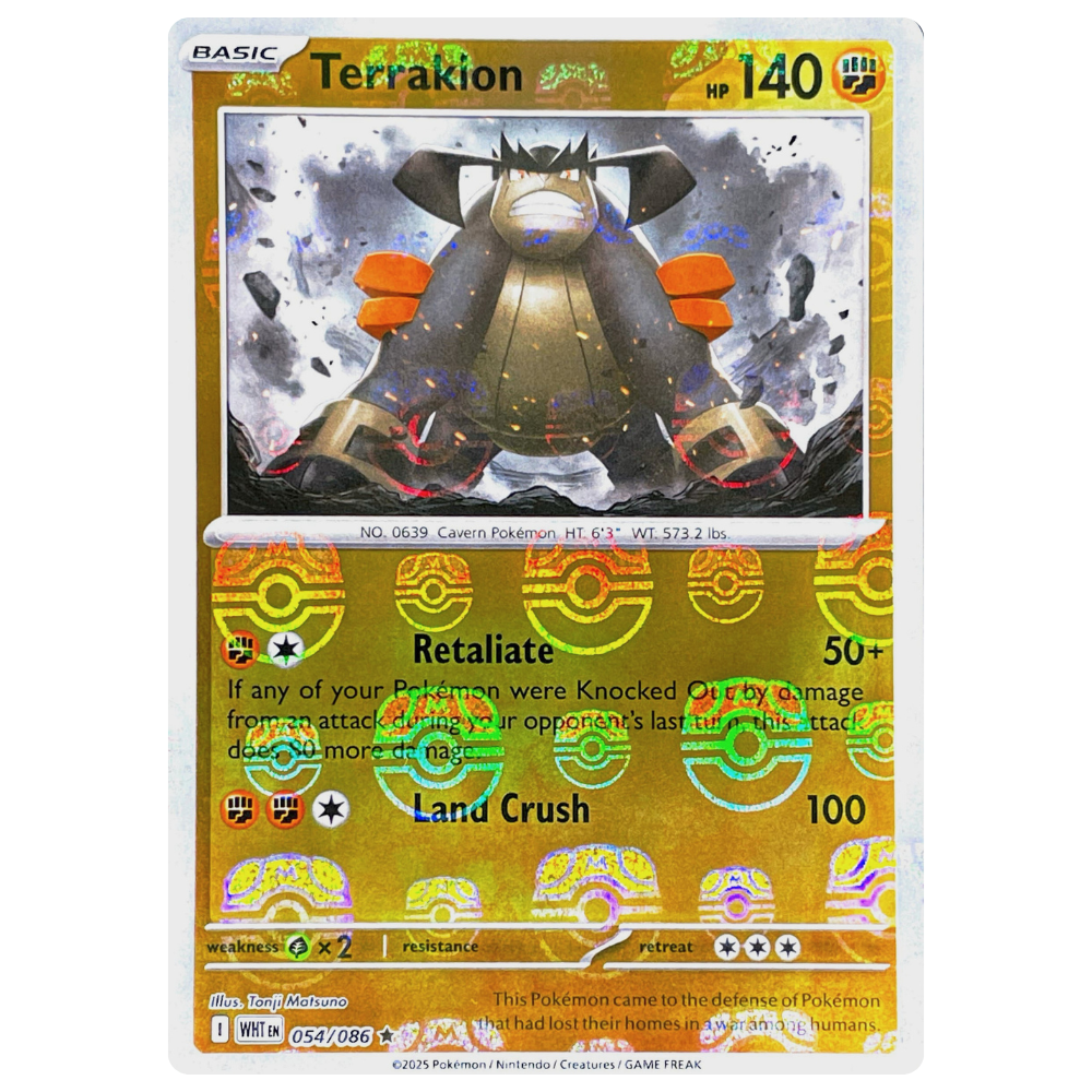 Pokemon TCG - Terrakion 054/086 - Master Ball Reverse Holo NM/M [Black Bolt]