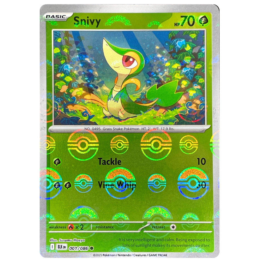 Pokemon TCG - Snivy 001/086 - Poke Ball Reverse Holo NM [Black Bolt]