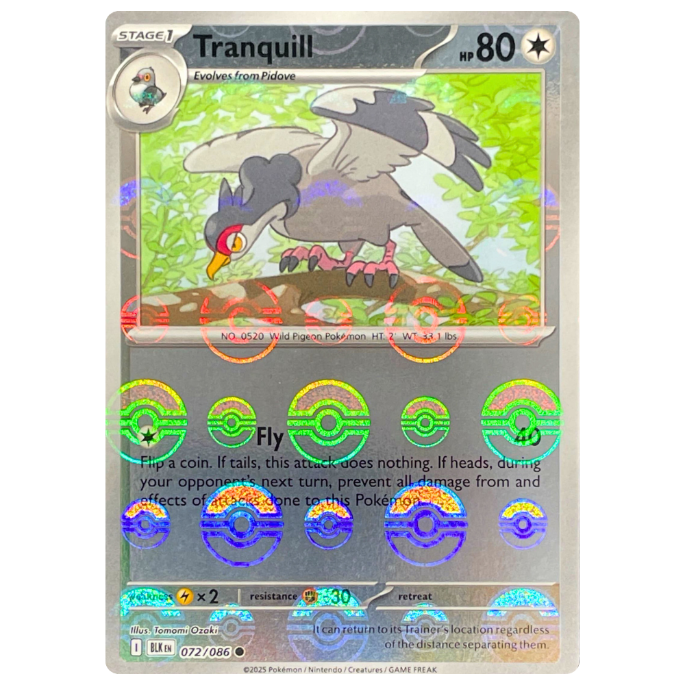 Pokemon TCG - Tranquill 072/086 - Poke Ball Reverse Holo NM/M [Black Bolt]
