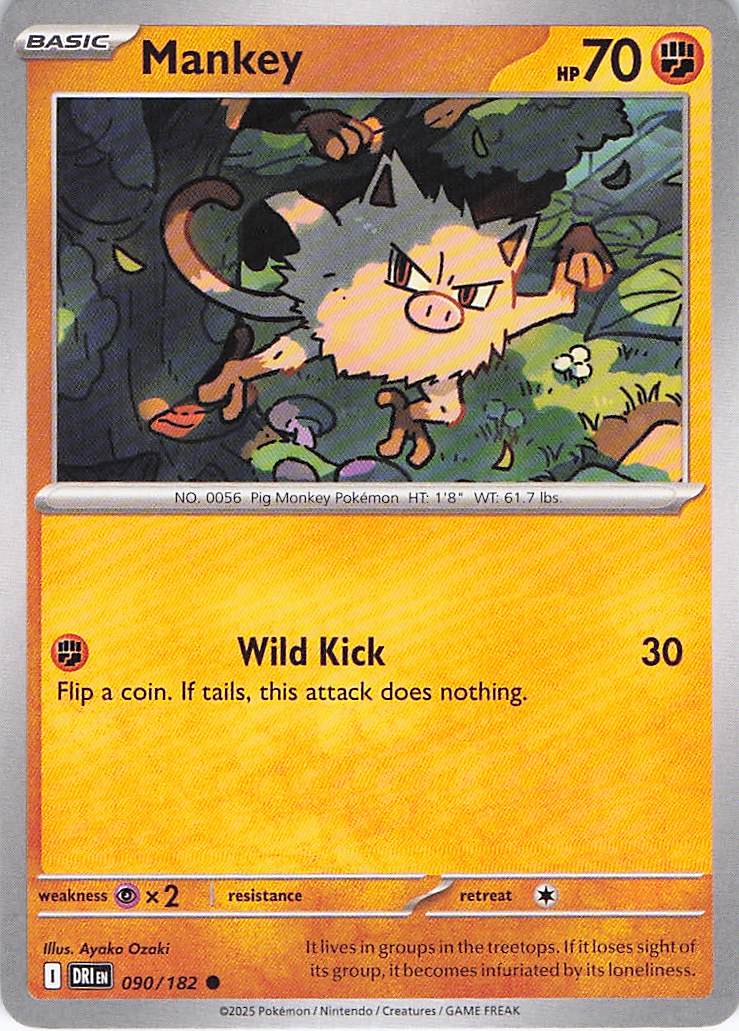 Pokemon TCG - Mankey 090/182 Destined Rivals NM