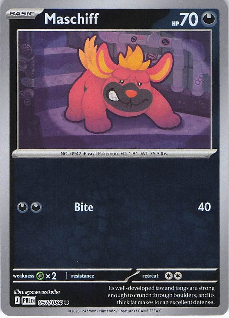 Pokemon TCG - Maschiff 057/084 Pitch Black Reverse Holo NM