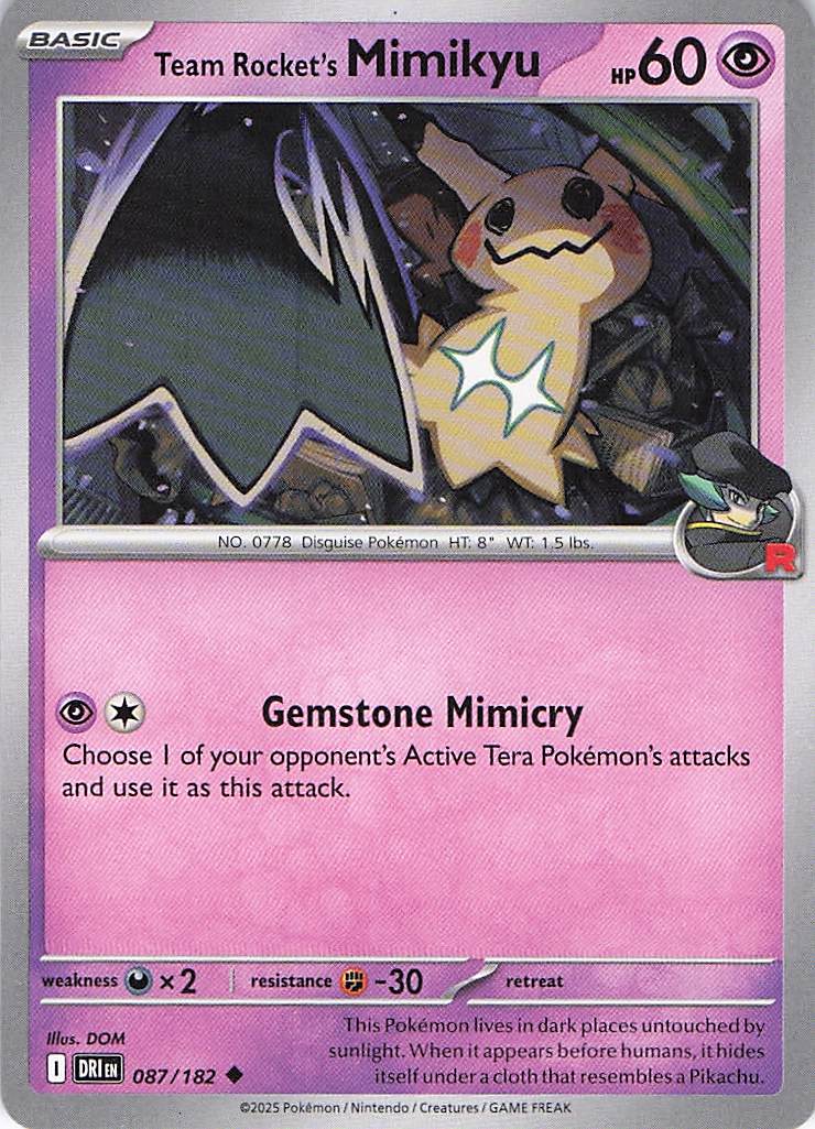 Pokemon TCG - Team Rocket's Mimikyu 087/182 Destined Rivals NM