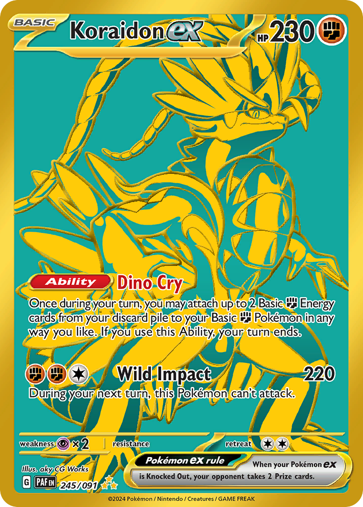 Koraidon ex 245/091 Hyper Rare Paldean Fates Pokemon Near Mint